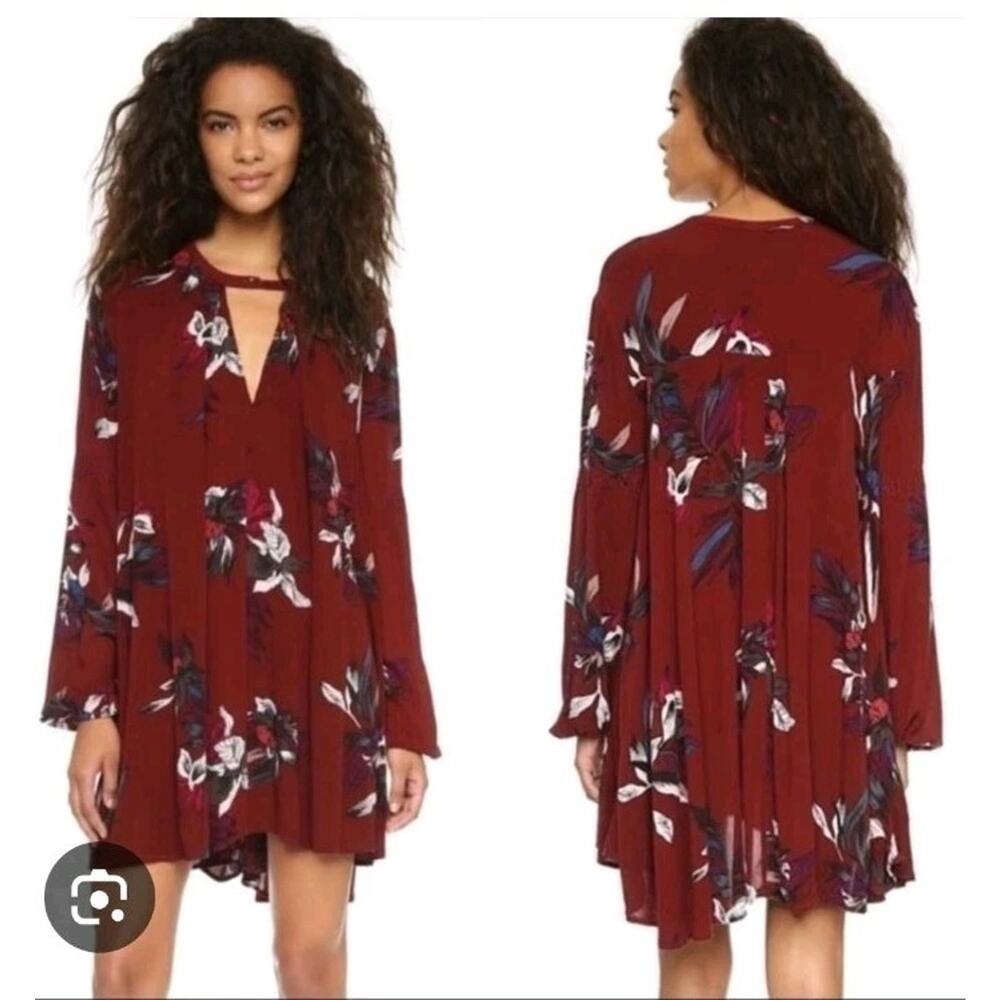 Free People Women's Mini Dress Electric Orchid Swing Tunic Top Dress Size XS